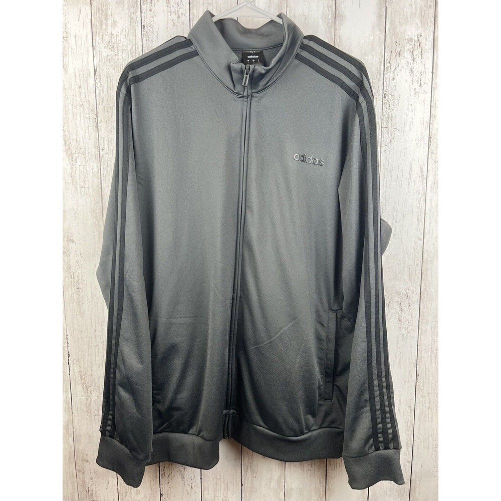 Adidas Essentials 3-Stripes Tricot Men's Track Jacket - Gray Black Size XL